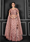 Peach Net Semi-Stitched Bridal Lehenga - Nimayaa Bonanza