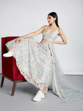 House of Panchhi Lime Green Net Sequins And Thread Embroidery Lehenga Choli & Dupatta