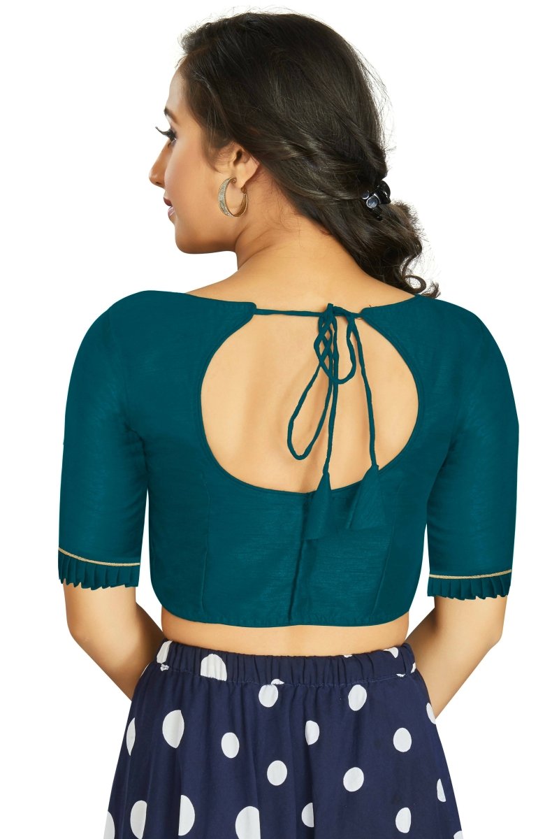 Aastha Fashion Women's Teal Art Silk Designer Party Wear Readymade Blouse