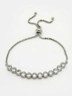 NVR Women Silver-Plated Handcrafted American Diamond Link Bracelet - Distacart