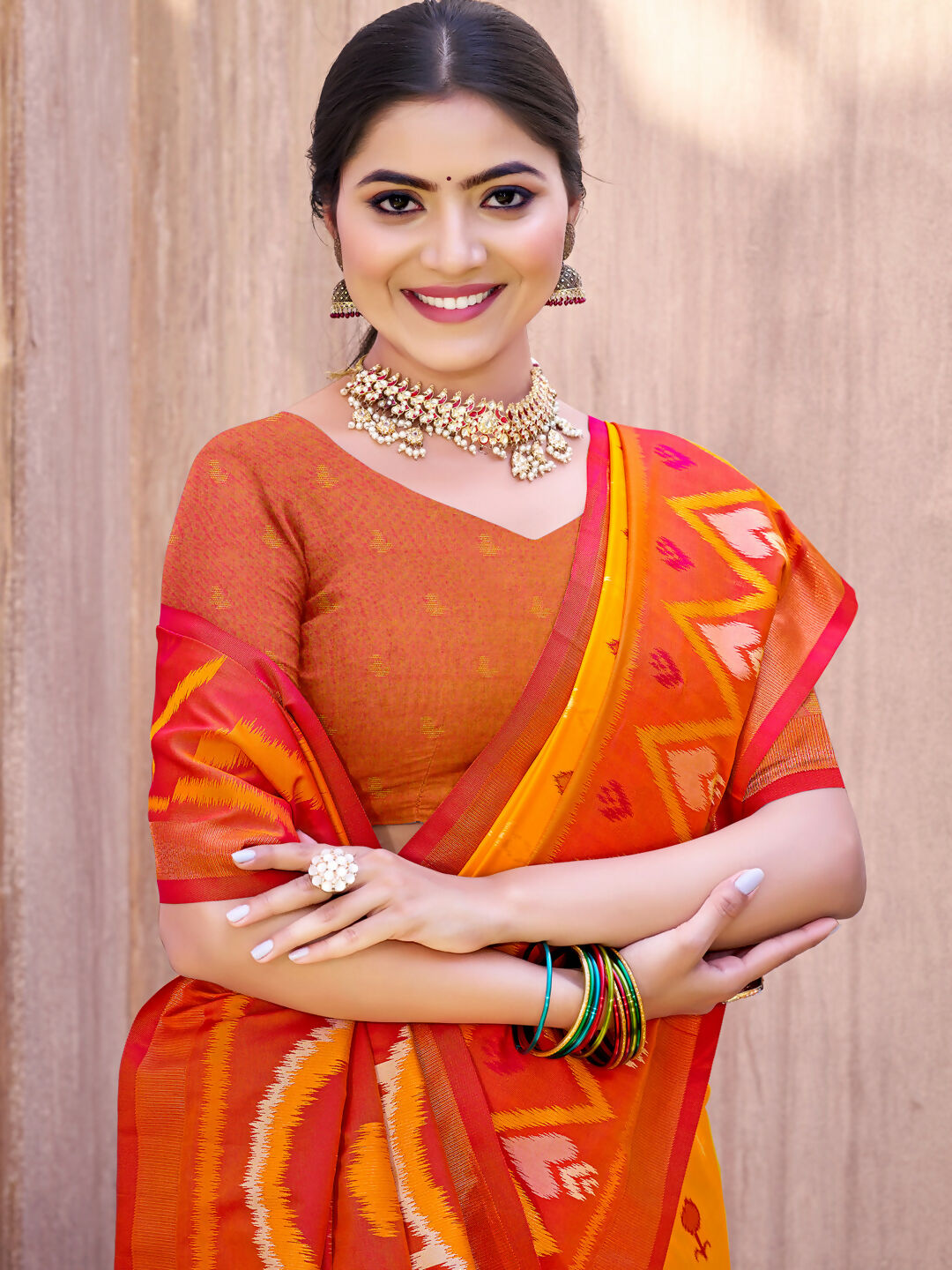 Shree Shyam Fashion Yellow Pochampally Silk Saree - Distacart