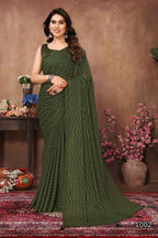 Aafreen Partywear Designer Green Rangoli Silk Fancy Saree
