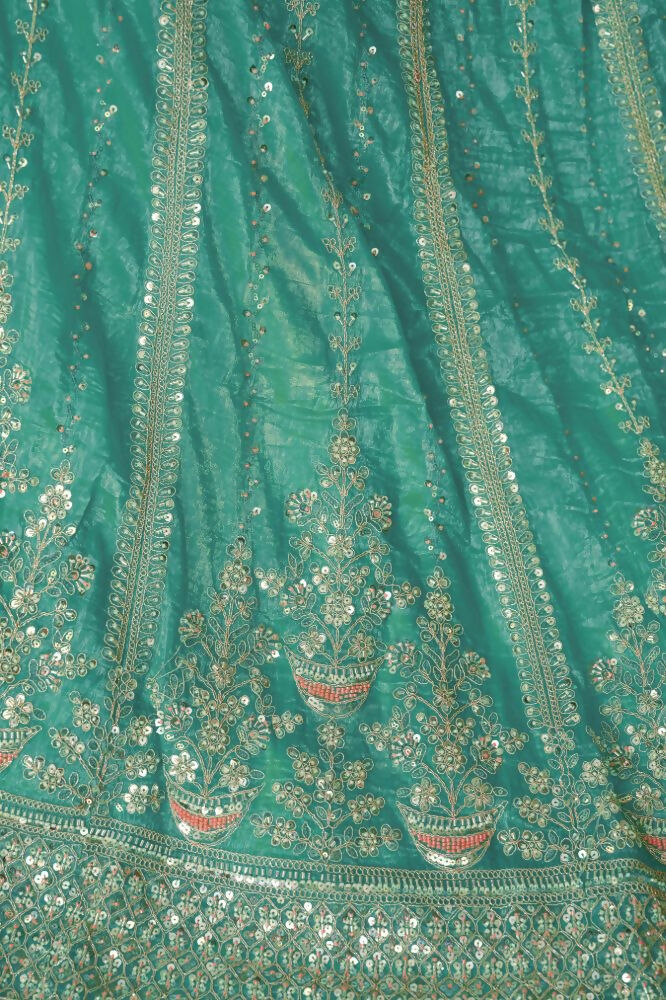 Kesar Fab Sky-Blue Silk Hand_Woven Lehenga