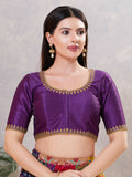 Joban Fashion Women Silk Dark-Brinjal Stitched Blouse