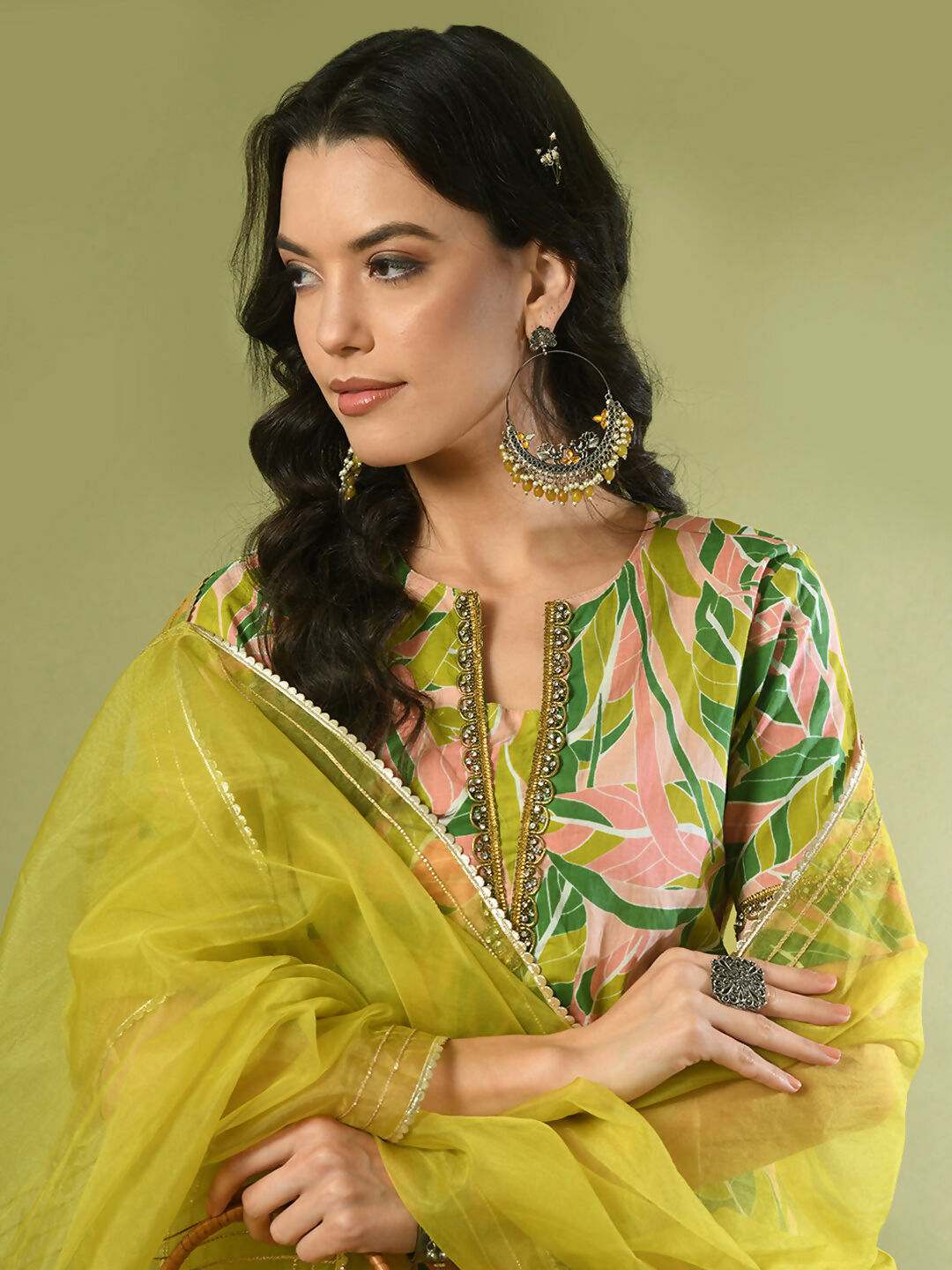 Myshka Women's Multi Printed Cotton Straight Party Kurta Set With Dupatta