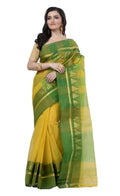 Exclusive Collection Yellow Green 100% Pure Cotton Tant Saree - Distacart