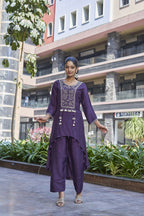 Joban Fashion Purple Cotton Premium Pure Viscose Dola With Handwork Kurta set