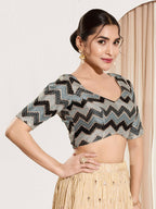 Joban Fashion Black Chiffon Padded Blouse With Square Neck Elbow Sleeves - Distacart