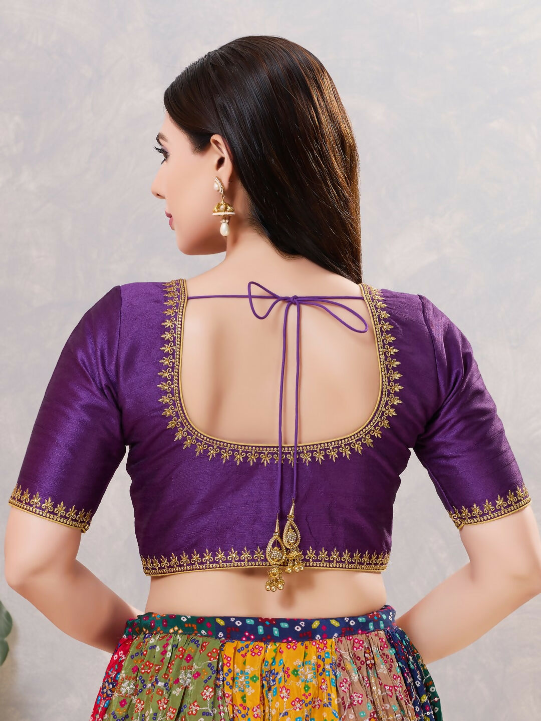 Joban Fashion Women Silk Dark-Brinjal Stitched Blouse