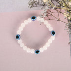 NVR Men & Women White Marbel Crystal Elasticated Bracelet - Distacart