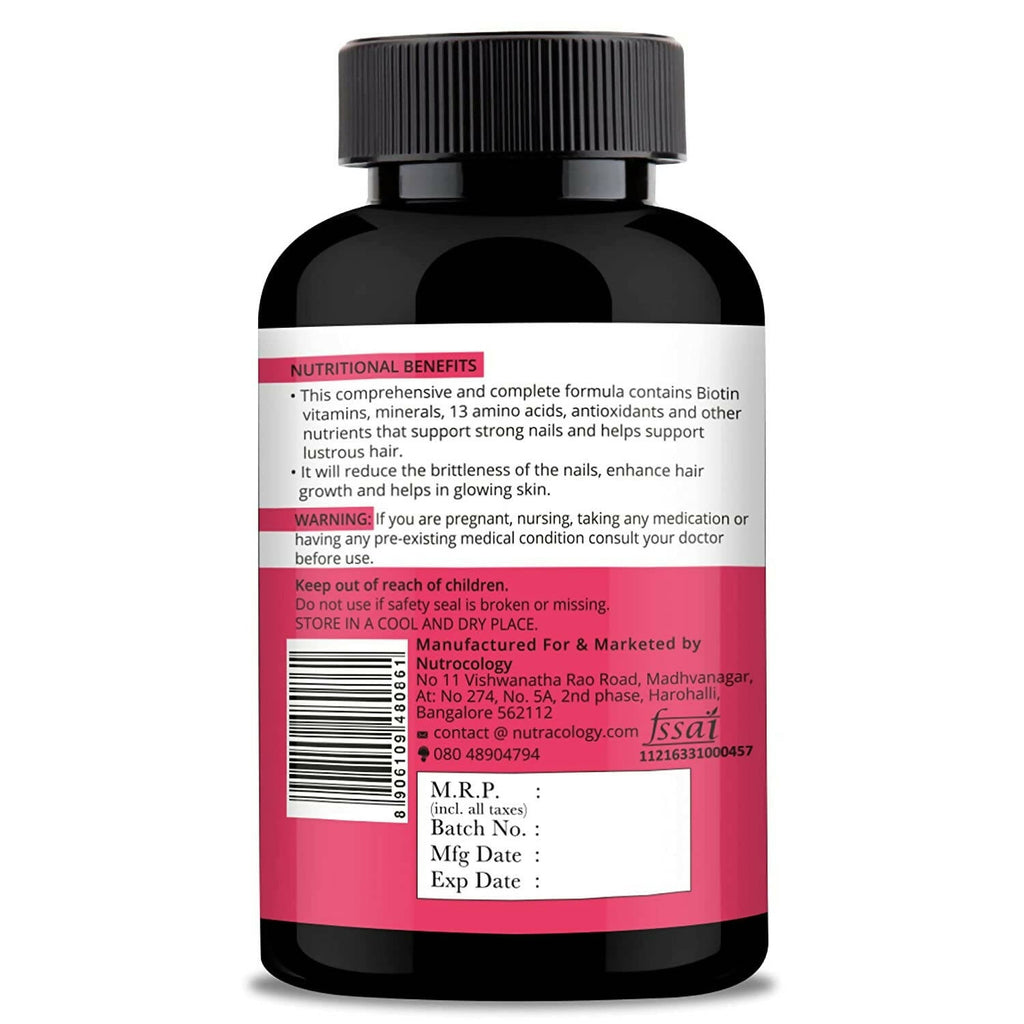 Nutracology Hair Skin & Nails For Hair Growth, Glowing Skin & Strong Nails Tablets - Distacart
