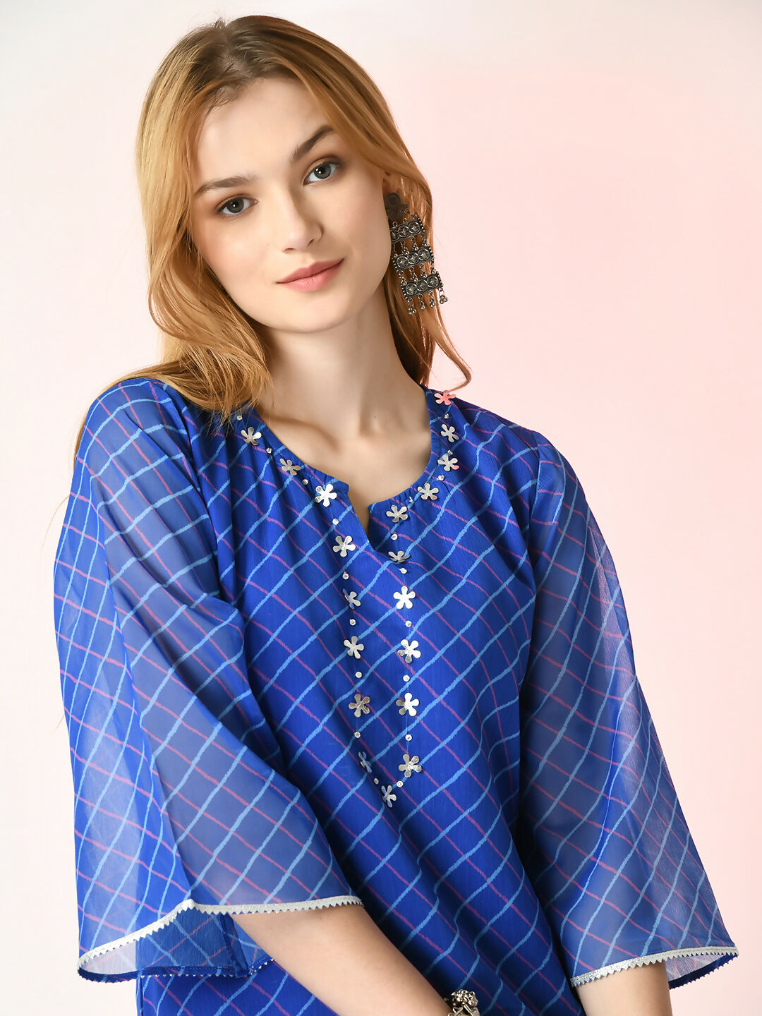 Myshka Women's Blue Printed Kurta With Palazzos