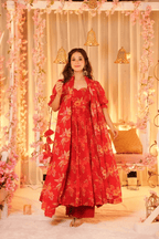 Aayaa Designer Printed Tebby Silk Suit - Multi Color