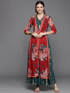 Ahalyaa Women's Green Crepe Gold Smoke Printed Dress - Distacart