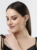 NVR Women Gold-Plated Circular-Shaped Half Hoop Earrings - Distacart