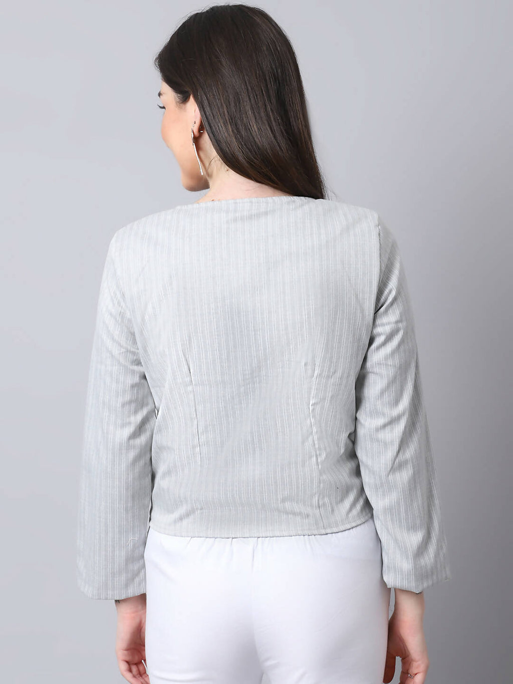 Even Apparels Grey Polywool Open Front Statement Women's Jacket - Distacart