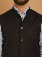 Even Apparels Pure Wool Nehru Jacket - Black