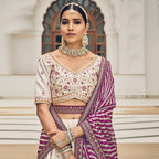 White Heavy Viscose Khatli, Embroidery & Mirror Work Unstitched Lehenga Choli - Sisha Keshav