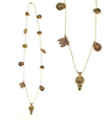 Bling Accessories Antique Brass Finish Brass Metal Long Coin Pendant Necklace