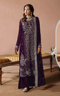 Anaita Purple Velvet Suit with Embroidery Sequence Work - Distacart