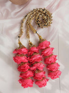 Ruby Raang Gold Gota Pati Work And Pink Rosses With Black Thread & Golden Stones - Distacart