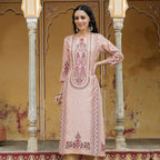 Juniper Women's Peach Rayon Staple Printed A-Line Kurta - Distacart