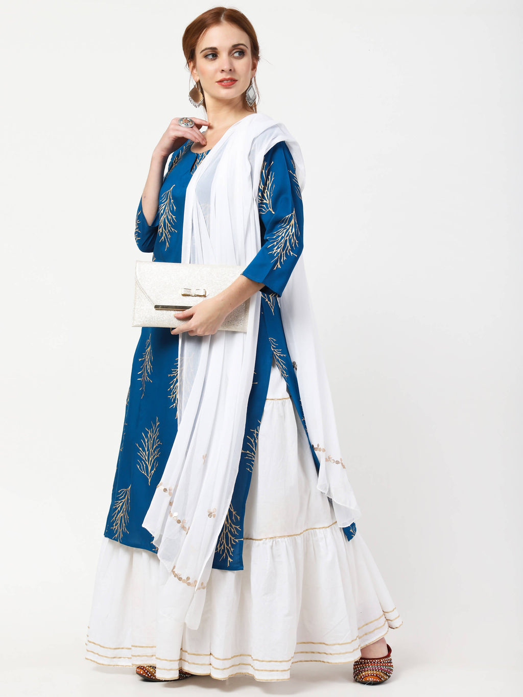 Cheera Kurta with Skirt & Embroidered Dupatta Set (CH111KSD)