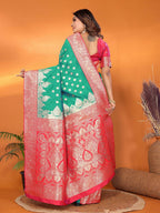 Joban Fashion Banarasi Light Green Woven Soft Silk Saree - Distacart