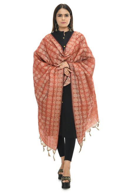 Mominos Fashion Moeza Handloom Cotton Red Dupatta