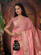 Shree Shyam Fashion Organza Pink Saree - Distacart