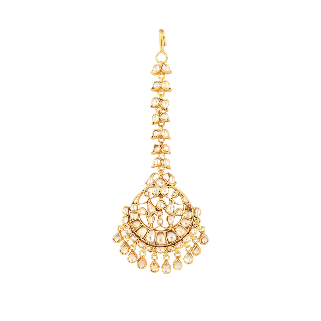 Nuyug 22K Gold-Plated Kundan Studded Maang Tikka Head Jewellery - Distacart