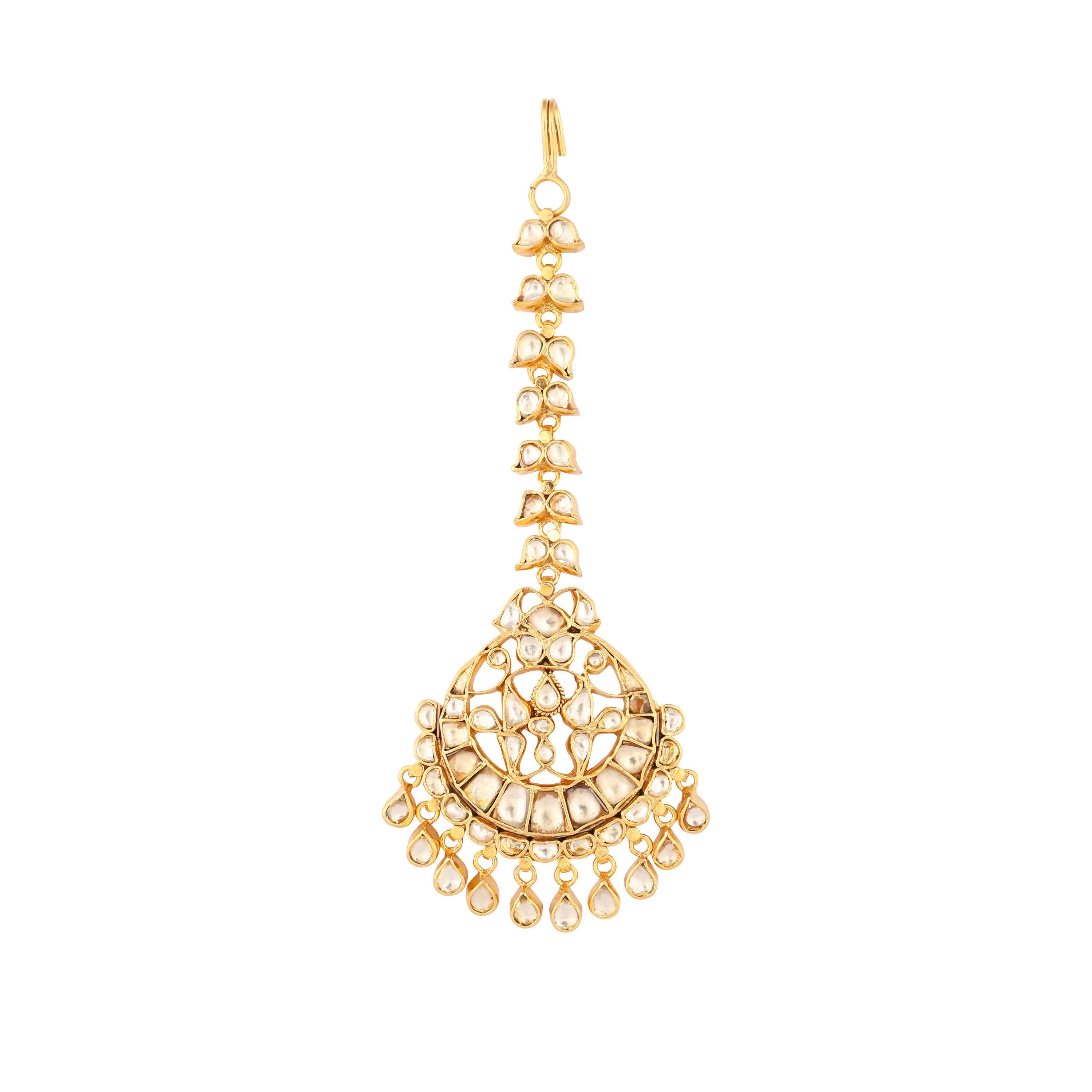 Nuyug 22K Gold-Plated Kundan Studded Maang Tikka Head Jewellery - Distacart