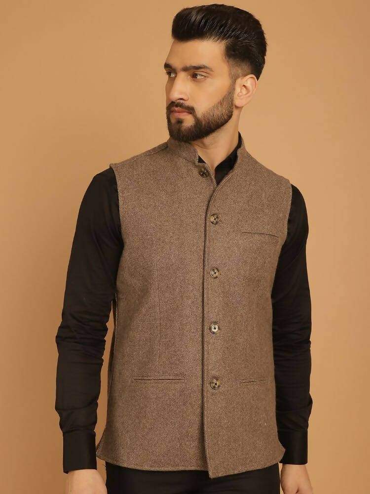 Even Apparels Pure Wool Nehru Jacket - Beige