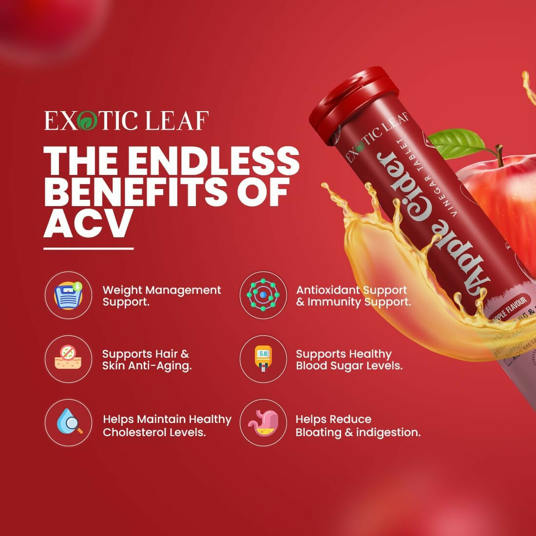 Exotic Leaf Apple Cider Vinegar Tablets - Distacart