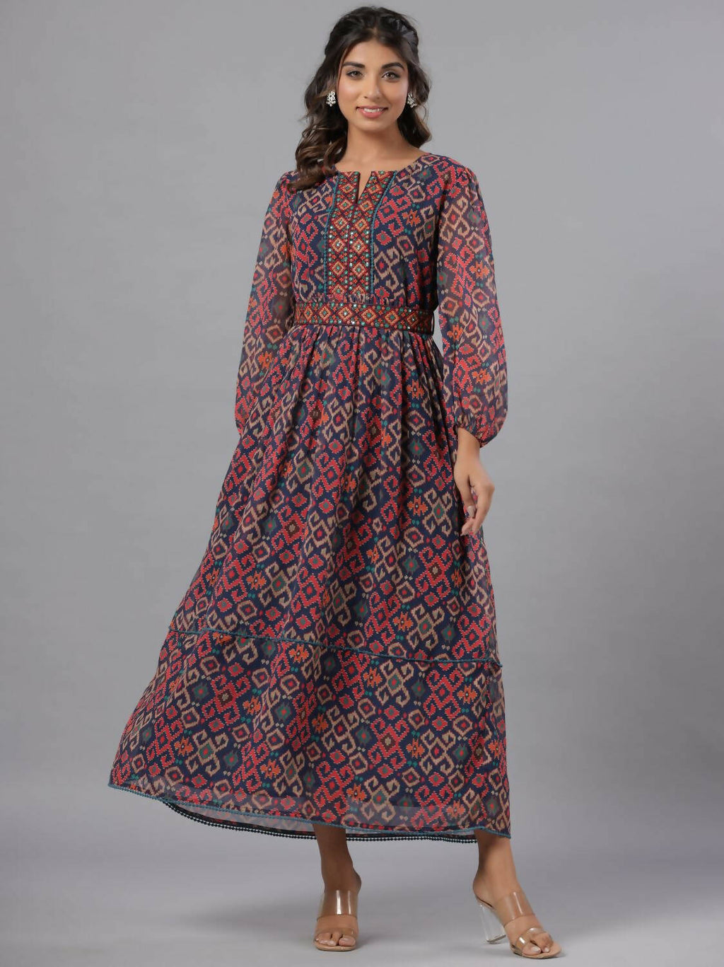 Juniper Women Multi Coloured Chiffon Printed Maxi Dress - Distacart