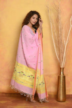 Very Much Indian Handloom Pure Cotton Paithani Dupatta Pink