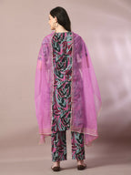 Myshka Women's Multi Printed Cotton Straight Party Kurta Set With Dupatta