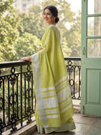 Shree Shyam Fashion Popat Green Linen Saree - Distacart