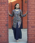 Teeya Creation Blue Color Tapeta Silk Embroidery Work Party Wear Palazzo Set - Distacart