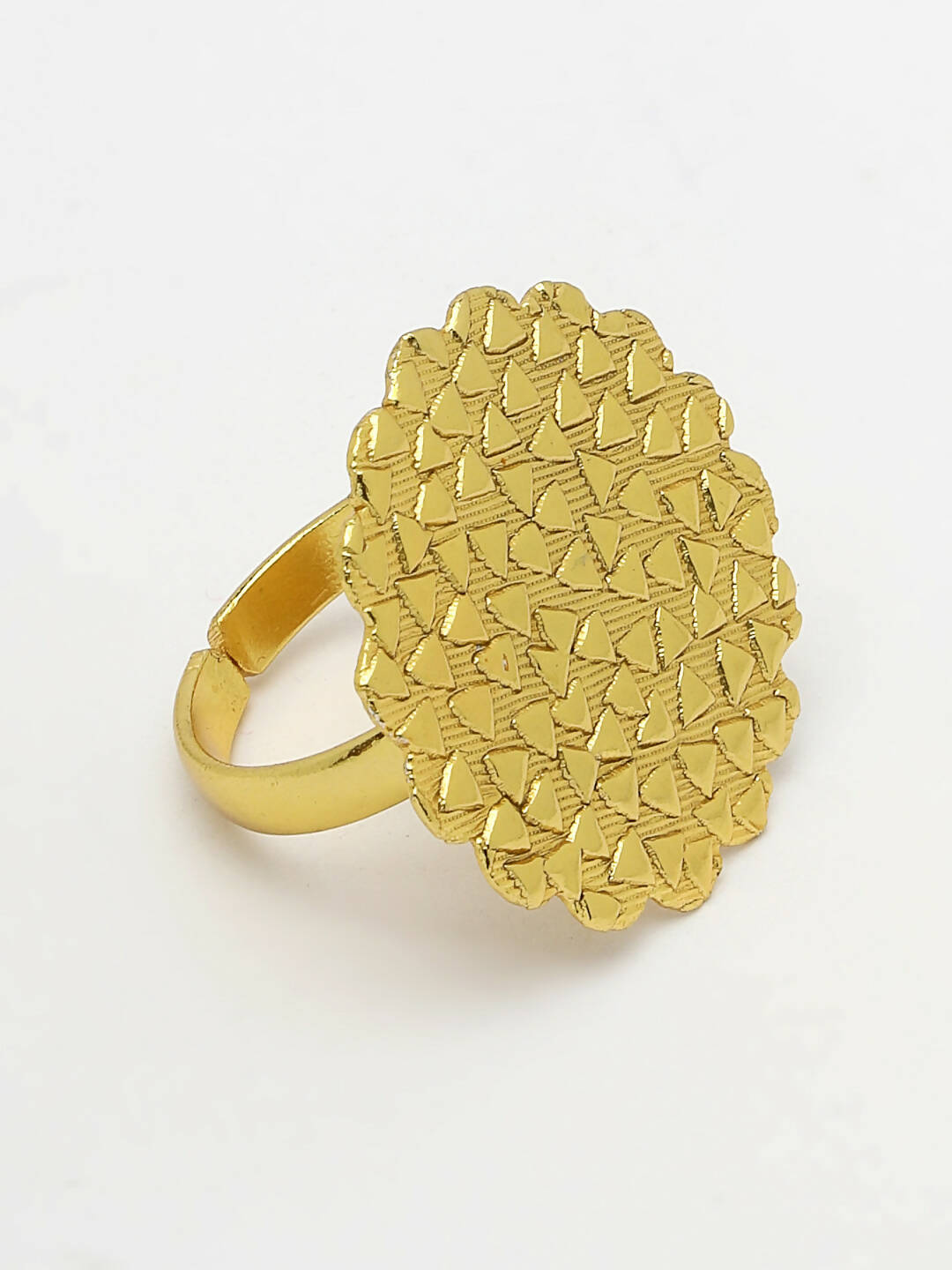 NVR Women Gold-Polished Circular Adjustable Finger Ring