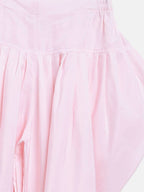 Ahalyaa Pink Polysilk Floral Printed Kids Kurta Dhoti Set For Girls