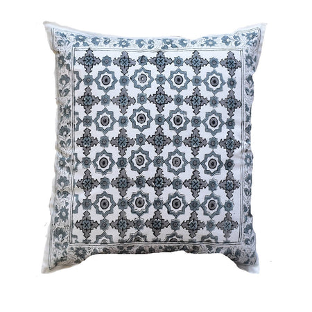 The Decor Nook Grey Jaal Print With Grey Border Cushion Cover