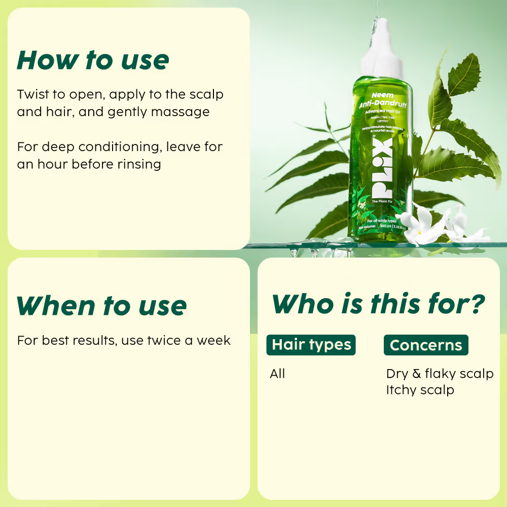 PLIX The Plant Fix Neem Anti-Dandruff Advanced Hair Oil - Distacart