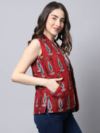 Even Apparels Maroon 100% Viscose Rayon Open Front Gillet - Distacart