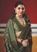 Joban Fashion Bottle Green Dull Moss Brasso Saree - Distacart