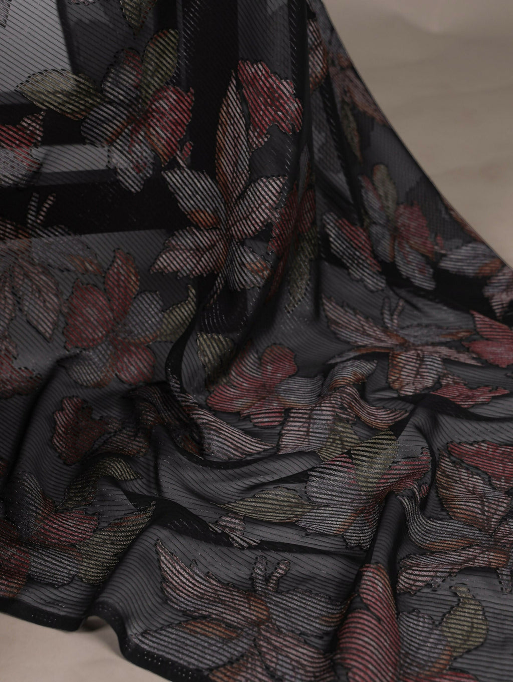 Vastranavya Black Lurex Brasso Floral Printed Saree with Unstitched Blouse - Distacart