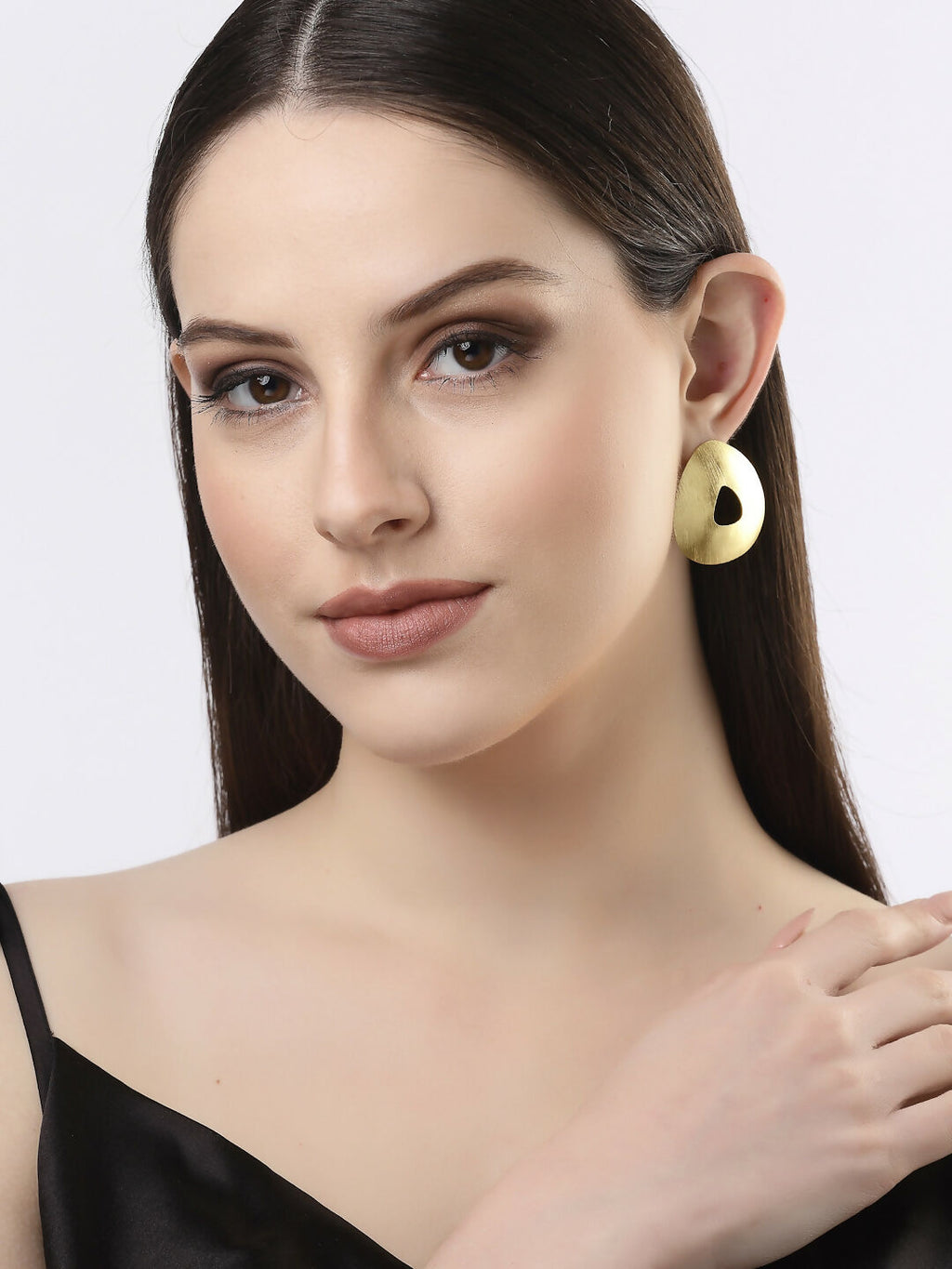 NVR Women Gold-Plated Alloy Triangular Drop Earrings - Distacart