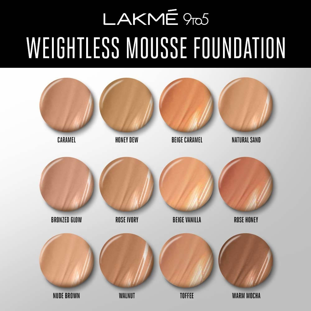Lakme 9To5 Weightless Mousse Foundation - Caramel