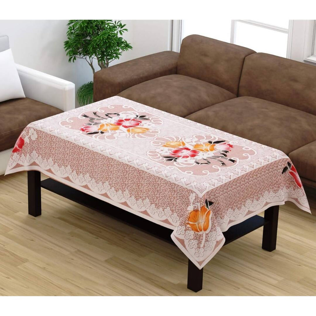 Yellow Weaves Cotton Floral Designer Rectangular Center 4 Seater Table Cover