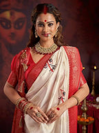 Joban Fashion Satin Silk Off White Floral Printed Saree - Distacart